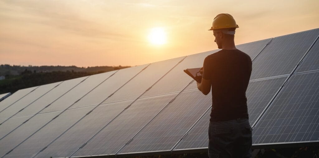 engineer-working-at-solar-panels-factory-outdoor